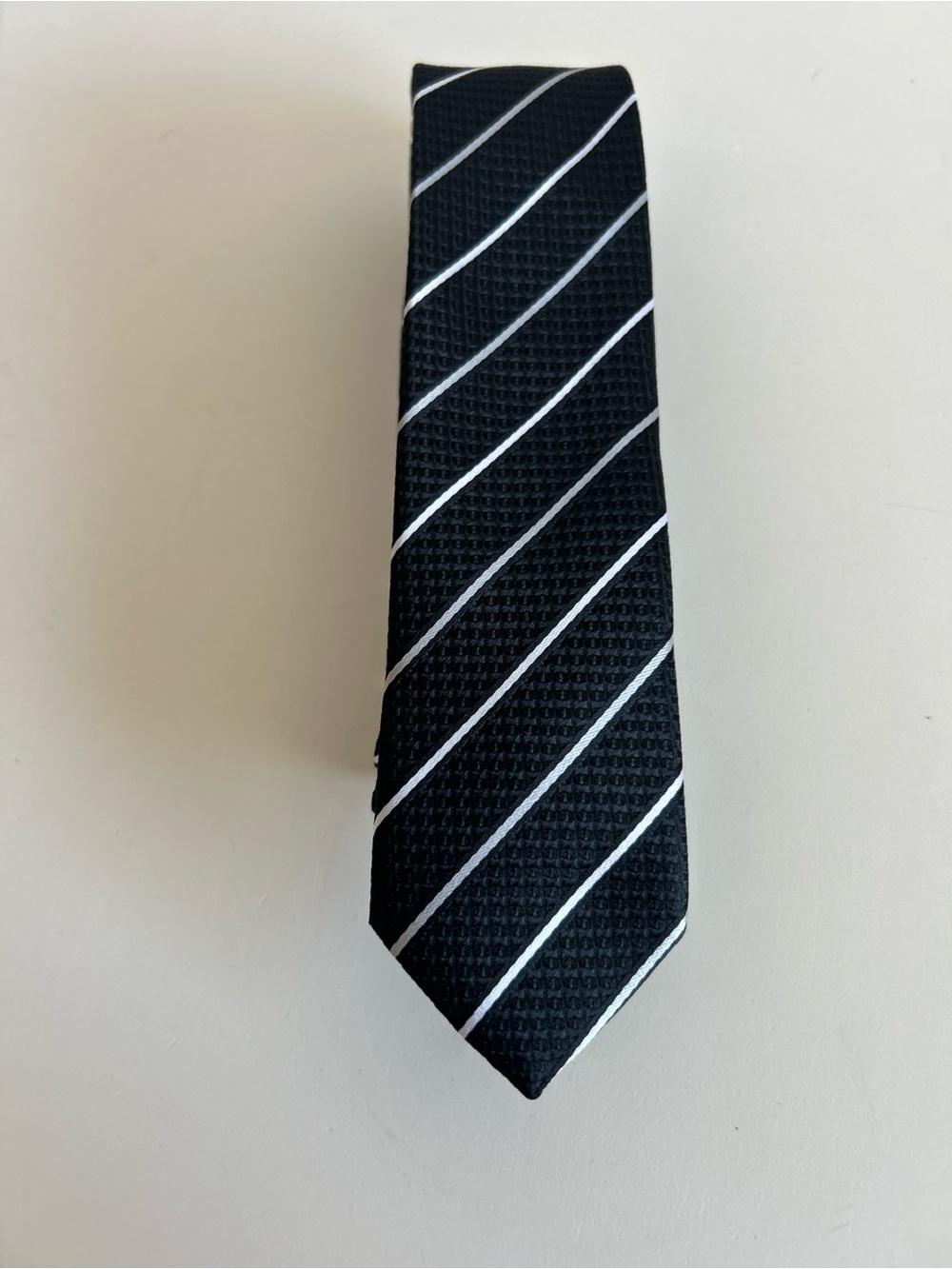 Silk Black Diagonal Stripe Tie Formal Business Wedding 100% Silk